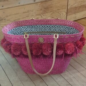 Tory Burch Rafia Woven Basket.